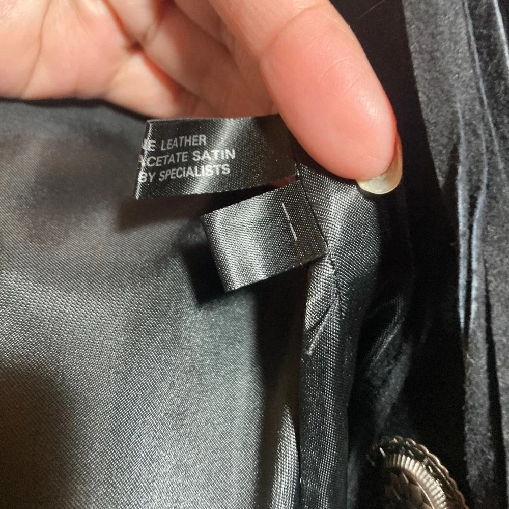 Scully Western Black Suede Fringe Concho Jacket Womens 12 Cropped Bolero Leather - Picture 6 of 8